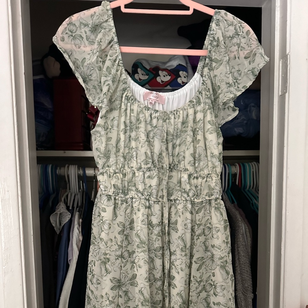 Sage green Floral Dress